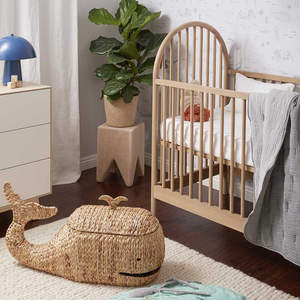 BEST SELLING! Space Save Whale Woven Floor Water <b>Hyacinth</b> Storage <b>Basket</b>, Laundry <b>Basket</b>, Toy <b>Basket</b> for Bedroom Nursery - Product Image 4