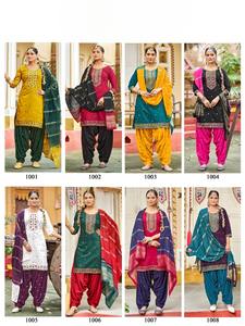 Beau costume traditionnel de Patiyala en soie Gadhwali avec broderie lourde et séquences pour les fêtes, les mariages et Diwali - Product Image 6