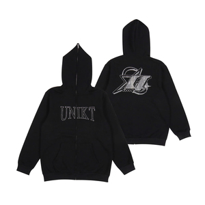 Sudadera con capucha de algodón grueso de alta calidad para hombre con cremallera, estampado de diamantes de imitación personalizado, bajo sin rematar y teñido liso para uso casual de invierno - Product Image 1