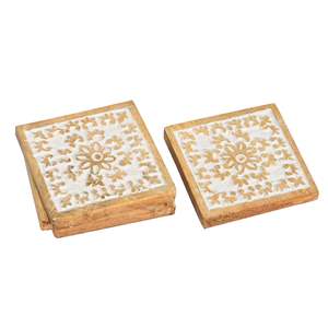 Ensemble de 2 sous-verres en forme de coeur en bois d'acacia avec support en fer pour décoration de table basse Cadeau de pendaison de crémaillère Nouveau décor de cuisine pour la maison - Product Image 1