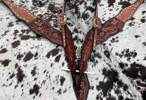 ชุดผ้าโพกศีรษะและคอปกเสื้อทำจากหนังสีเทอร์ควอยซ์เครื่องมือลายดอกไม้สินค้าพรีเมียม - Product Image 2