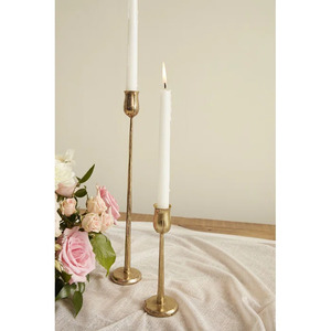 Set of 2 Antique Gold Metal <b>Taper</b> <b>Candle</b> <b>Holder</b> for Home & Wedding Party Tabletop Lighting Decor <b>Candle</b> <b>Tapers</b> - Product Image 1