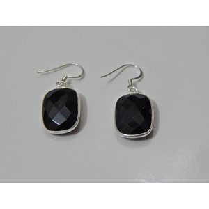 925 Sterling Silver Black <b>Onyx</b> Dangle <b>Earrings</b> Gemstone Jewelry Fashionable Dangle Black <b>Onyx</b> Jewelry - Product Image 3