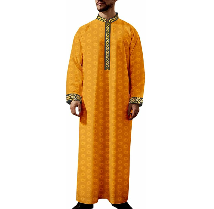 All Color Muslim Men Long Sleeve Thobe Islamic Clothing Saudi Arab Men Kaftan Thobe High Quality Stuff Breathable Wear