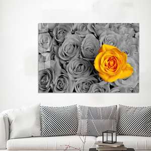 Tableau sur toile imprimé rose jaune : élégante décoration murale florale, ART SUR VERRE TÉRMÉTRAL - Product Image 1