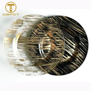 supplier free sample new design restaurant rose gold dinnerware black glass charger plates for wedding event party