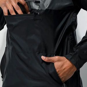 Veste coupe-vent à capuche imperméable, légère, unisexe, à fermeture éclair, simple, noire, pour l'extérieur - Product Image 6
