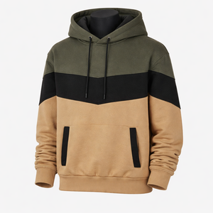 Sudadera con Capucha Personalizada con Bloques de Color |   Sudadera con Capucha de Forro Polar con Diseño de Patchwork |   Sudadera con Capucha Unisex de Estilo Urbano OEM ODM - Product Image 1