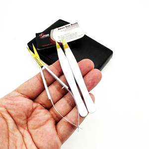 Ensemble de pincettes à sourcils avec logo personnalisé, or, blanc, pointes obliques et pointues, avec ciseaux et étui à ressort pour sourcils pointus - Product Image 4