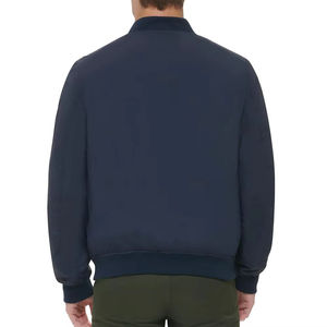 Blouson aviateur à la mode pour hommes, couleur unie, polyester, col montant, vestes avec poches à la main pour hommes, veste avec logo personnalisé pour hommes - Product Image 2