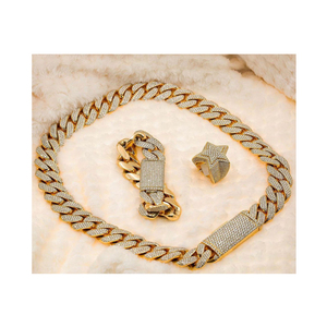 ดีไซน์ที่เป็นเอกลักษณ์และหรูหราพรีเมี่ยมคุณภาพสูง VVS ความชัดเจน10KT ซัพพลายเออร์ห่วงโซ่คิวบาเพชรสีเหลืองทอง - Product Image 1