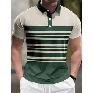 Fermeture éclair hommes garniture blanche or brodé Golf décontracté été imprimé à manches courtes T-shirt homme Polo - Product Image 2