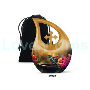 Urna de cremación cruzada de colibrí para cenizas humanas, urna decorativa de lágrima con bolsa de terciopelo gratis - Product Image 4