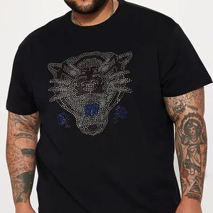 Camisetas con diamantes de imitación con impresión personalizada, servicio OEM, camisetas ligeras con diamantes de imitación al por mayor - Product Image 5