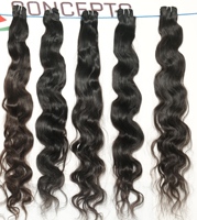 Rambut sambungan kutikula Virgin mentah tidak teratur warna hitam kutu bundel Bodywave candi pemanjangan rambut manusia India