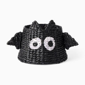 Panier de rangement en forme de tête de chauve-souris pour Halloween, tissé à la main, texture en osier doux, porte-bonbons décoratif pour table de fête, OEM ODM artisanat - Product Image 1
