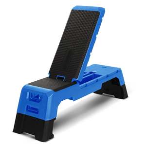 HolaHatha Pedana Multifunzionale Blu per Fitness e Aerobica, Regolabile in Plastica con Vano Portaoggetti - Product Image 1