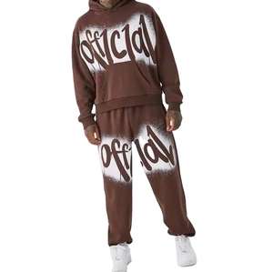 Conjunto Deportivo de Algodón Grueso de 420 g/m² para Hombre, Sudadera con Capucha con Estampado, Estampado Puff, Bordado Personalizado, Conjunto Informal de Invierno - Product Image 5