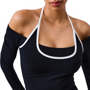 Camisetas de Cuello Halter para Mujer, Casuales, de Manga Corta, de Viscosa y Elastano, Tops de Moda Primavera, Ajuste Delgado, Cómodas para Uso Diario, Personalizadas - Product Image 3
