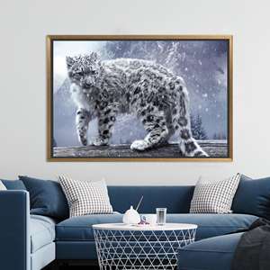 Tableau imprimé sur toile : Décoration en verre avec animaux sauvages - Cadeau élégant pour la maison, TOILE ENCADRÉE DORÉE - Product Image 1