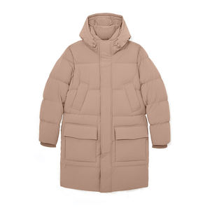 Veste longue matelassée pour homme, style streetwear, hiver, chaude, imperméable, coupe-vent, à capuche, manches longues, fermeture éclair, épaisse, enduite, pour l'extérieur - Product Image 1