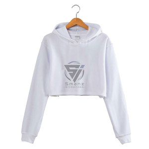 Sweat à capuche court personnalisé pour femme, 100 % coton, respirant, style streetwear, tendance et abordable - Product Image 1
