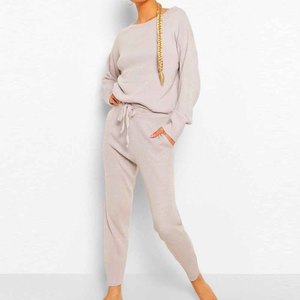 Venta al por mayor de ropa deportiva con logotipo personalizado, conjuntos de Jogger de lana, chándal para mujer, sudadera y pantalones de chándal transpirables con bloques de color - Product Image 1