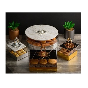 Caja de dulces acrílica hecha a mano con tapa de mármol, servidor de dulces de tamaño y forma personalizado para uso en fiestas de bodas - Product Image 1