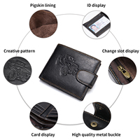 Dompet Kulit Asli Anti-RFID Desain Prancis Kustom Nama Merek Ukiran Logo Merek Produk OEM FD0000310