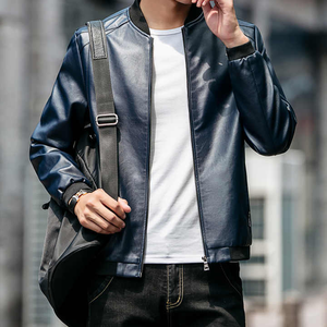 2025 chaqueta de cuero clásica para hombre con cuello de béisbol personalizado de alta calidad cierre de cremallera corta estilo juvenil coreano - Product Image 5