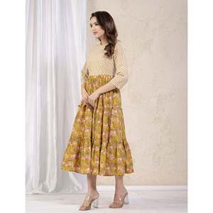 Robe Anarkali en coton imprimé style pakistanais et indien, salwar kameez et costume en georgette et soie pour les occasions spéciales - Product Image 4