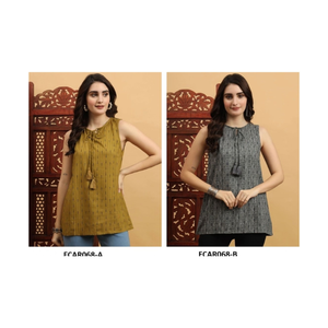 Elegante patrón Floral algodón rayón Kurti para mujer ligero moderno Indo Western Top técnica teñida Lisa para la moda de verano - Product Image 1