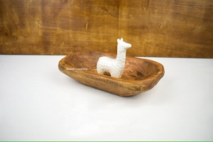 Tazón de masa de madera Vintage marrón tallado a mano bandeja de madera decorativa rústica para cocina de granja, centro de mesa, decoración del hogar - Product Image 2