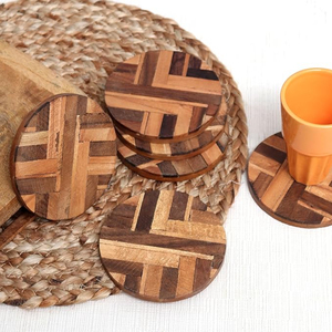 Handmade <b>Wooden</b> Coasters Drink Ware Accessories Vintage Design Cup <b>Mats</b> & Pads Reasonable Priced For Kitchen <b>Table</b> Top <b>Mat</b> - Product Image 2