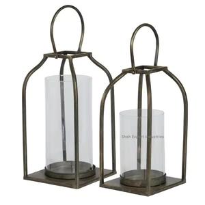 Unique Design Metal & Glass Hanging Candle <b>Lantern</b> Rustic Finished for Home Tabletop Decor Available in Great Price - Product Image 1