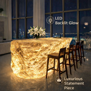 <span class=keywords><strong>Bancone</strong></span> da Cucina Illuminato su Misura in Cristallo di Quarzo Fumé Marrone per Villa di Lusso con Illuminazione Integrata - Product Image 2