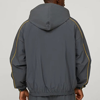 Ensemble de survêtement 2 pièces en nylon coupe-vent pour homme, style vintage, avec fermeture éclair, léger, coupe oversize, uni, avec bandes de jogging, coupe-vent