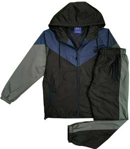 Men's Custom Light Weight Nylon Windbreaker <b>Jacket</b> Wholesale Short Set Reversible Color Block Street Wear Tracksuits for Winter - Product Image 1