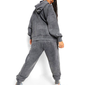 Ensembles de survêtements pour femmes personnalisés, grande taille, coupe-vent, à capuche, 100% coton, écologiques, respirants, vente en gros - Product Image 2