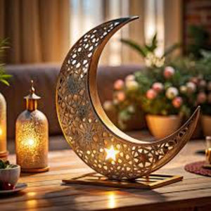 Bougeoir en métal doré de qualité créative, décoration du Ramadan, bougeoir au design moderne, support de bougie pour la décoration de l'Aïd, accessoire - Product Image 6