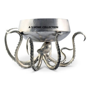 Aluminio hecho a mano niquelado mango dorado diseño simple redondo metal decorativo frutero - Product Image 5