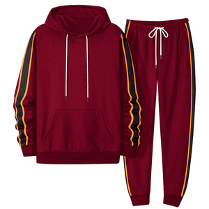 Conjunto de chándal de 2 piezas con capucha de invierno para hombre, chándal con logotipo personalizado de manga larga de talla grande con pantalón grueso y piernas, chándal para hombre - Product Image 1