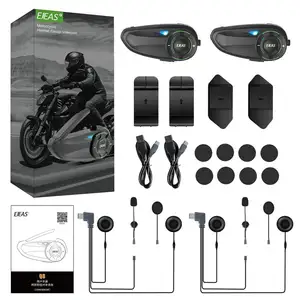 EJEAS Q8 1000m Motorcycle Helmet Full Duplex Interphone Moto Intercom Support 6 Riders With FM Music Sharing