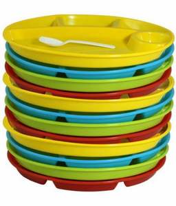 Plat de service rond en plastique de qualité supérieure pour la cuisine à domicile, motif uni, multi-compartiments, durable - Product Image 6