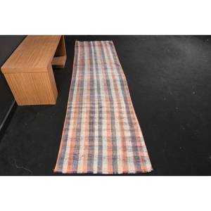 พรมเย็บปะติดปะต่อกันสีฟ้าสีส้มที่ทันสมัย2.7 x 9.5ft ผ้าขนสัตว์โพลีเอสเตอร์วิสคอสลาเท็กซ์ด้านหลังสำหรับวัยรุ่นออกแบบห้องโถงสี่เหลี่ยมสำหรับการใช้ชีวิต - Product Image 1