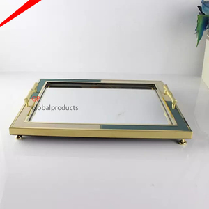 Bandeja de servicio de mármol natural con forma ovalada, la más bonita, base de metal y oro de diseño, para boda de lujo - Product Image 5