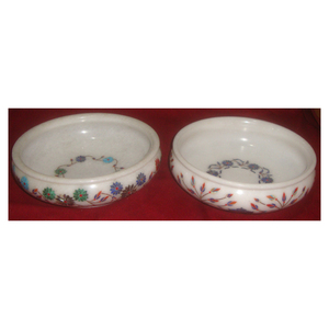 Classic Modern Look Pure <b>White</b> Marble Inlaid Bowl With High Quality And Top Class look For Home Decoration Item - Product Image 1
