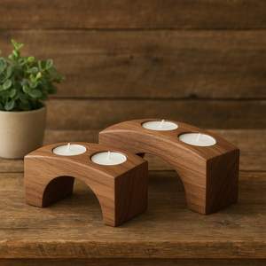 Vintage Wooden <b>Tealight</b> <b>Candle</b> <b>Holder</b> for Easter Home Decor Retro Farmhouse Style Centerpiece Handmade Durable Heat Resistant - Product Image 4