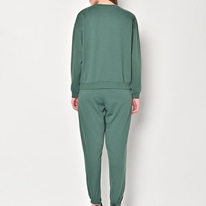 Ensemble de survêtements de jogging en coton uni imprimé pour femmes slim personnalisé deux pièces vêtements d'hiver avec pantalon - Product Image 2