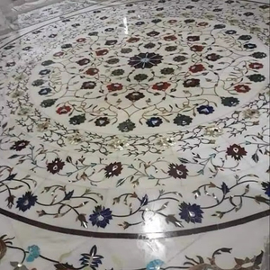 Mesa de Comedor de Mármol Estilo Rústico con Diseños Incrustados para Uso en Hoteles y Patios, Muebles Artesanales para Villas - Product Image 1